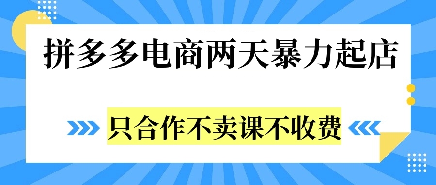 拼多多两天暴力起店，只合作不卖课不收费-互创学社