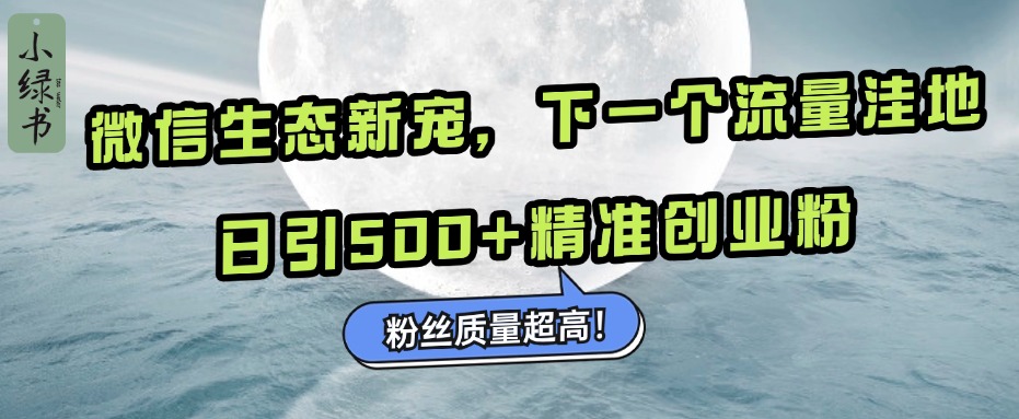 微信生态新宠小绿书：下一个流量洼地，粉丝质量超高，日引500+精准创业粉，-互创学社