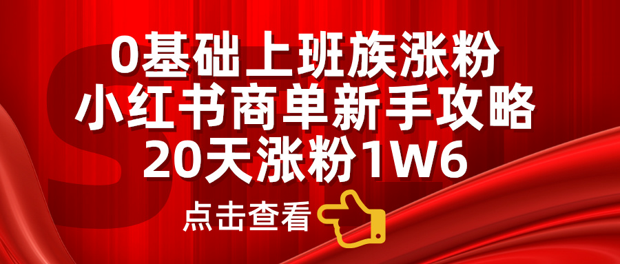 0基础上班族涨粉，小红书商单新手攻略，20天涨粉1.6w-互创学社
