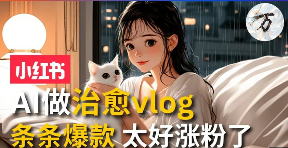 AI治愈系vlog动画视频，小红书7天 涨粉破千，商单报价1500+，0成本制作，日入2000+，有手就会 -互创学社