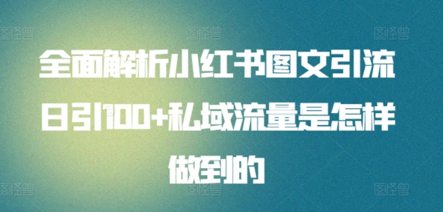 日引流100私域流量小红书图文是怎样做到的全面解析-互创学社