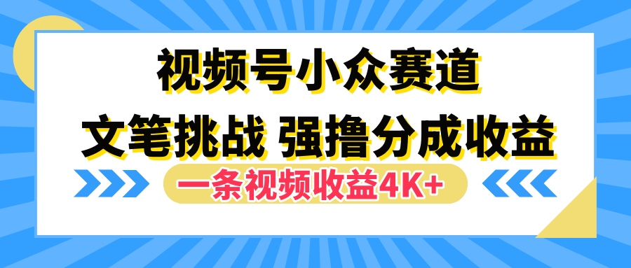 视频号小众赛道，文笔挑战，一条视频收益4K+-互创学社