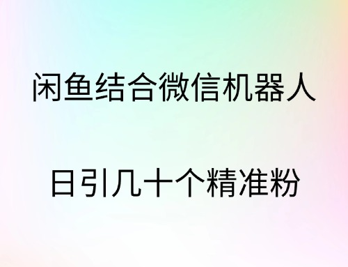 闲鱼结合微信机器人，日引几十个精准粉-互创学社