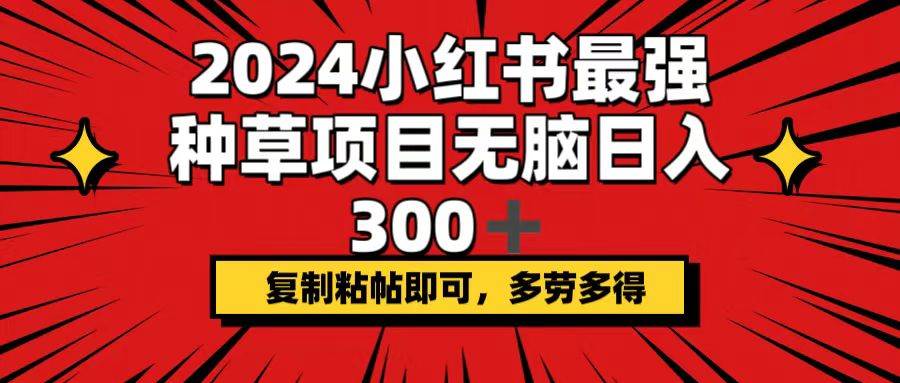 2024小红书最强种草项目，无脑日入300+，复制粘帖即可，多劳多得-互创学社