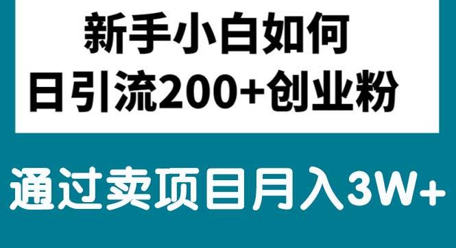 新手小白日引流200+创业粉,通过卖项目月入3W+-互创学社